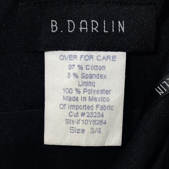B. Darlin Black Pleated Cocktail Dress With Pockets SIZE 3/4 - Picture 5 of 8